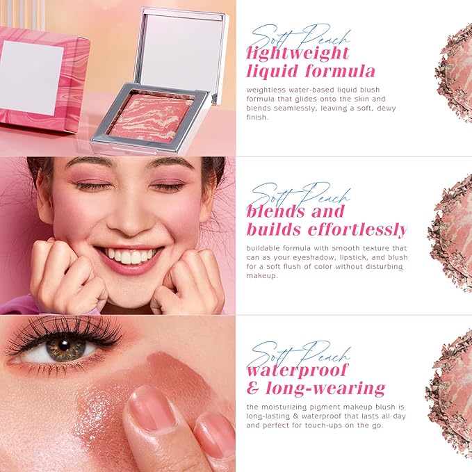 Face Blush Foundation Natural Brightening Silky Moisturizing Sodium Hyaluronate Bakery Crafted Glittering Powder