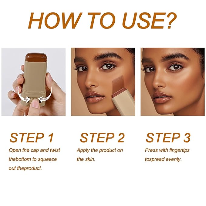 Foundation Stick Beauty Balm Serum, Boosted Skin Tint Contour Stick Moisturizing, Contourable Medium to Full Coverage for Women, Multi-Function (05)