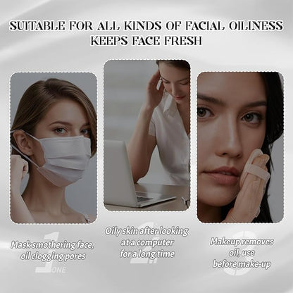 BOROLA Oil Blotting Paper for Face 200 Sheets Replacement Packs, Soft Absorbing Pads for Face Shine Control, Portable Oil Absorbing Tissues for Oily Skin, Design for Men & Women(White)