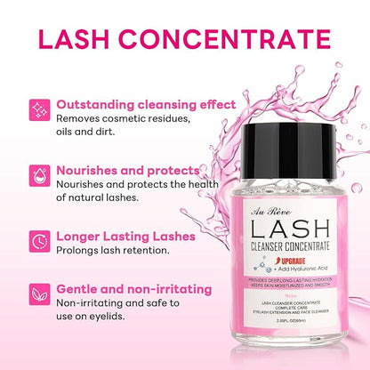 Lash Shampoo Concentrate 60ml Lash Cleanser Concentrate Add Hyaluronic Acid Perfect for Salon-Get, Can make 360ml eyelash cleaning shampoo，Rose