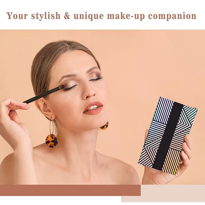Lolalet 2 Pack Magnetic Makeup Palettes, Empty Magnetic Palette with Mirror for Eyeshadow Lip Color Blush Powder Highlighter Contour - Leather&Holographic