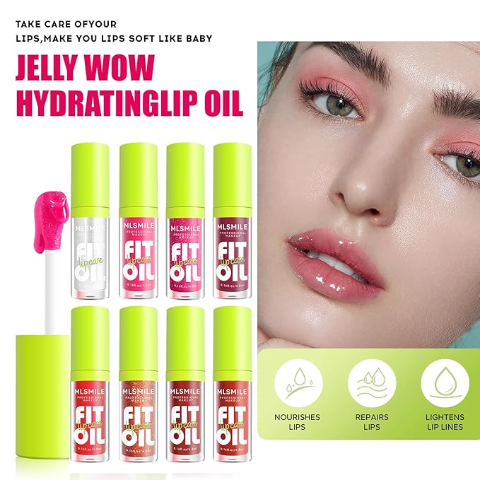 4 Colors Fat Oil Lip Gloss, Lip Oil Lip Glaze Hydrating Lip Glow Oil Big Brush Head Moisturizing Lip Gloss, Shiny Transparent Tinted Plumping Lip Oil Nourishing Non-sticky (A#)