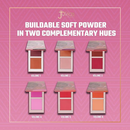 Juvia's Place Blushed Duo Blush Volume4 - Two Tone Pigmented Buildable Pressed Mineral Powder - Rosy Natural Cheeks Matte Fresh Finish for All Skin Color