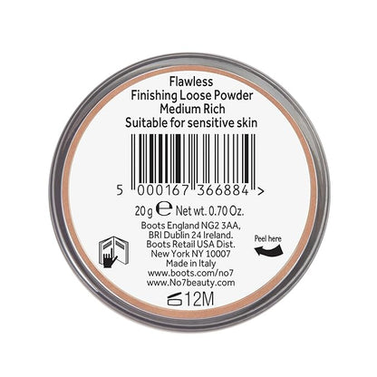 No7 Flawless Finish Loose Powder - Medium Rich - Loose Finishing Powder - Makeup Setting Powder with Matte Finish for All Skin Tones - All Skin Types Including Oily Skin (0.71 oz)