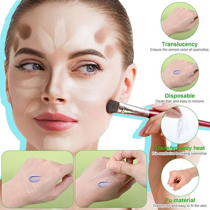 100 Pieces Makeup Hand Palette Single Use Waterproof Makeup Mixing Professional Palette Artist Must Haves Disposable Adhesive Artist Cosmetic Transparent Tape for Women Girls Supplies