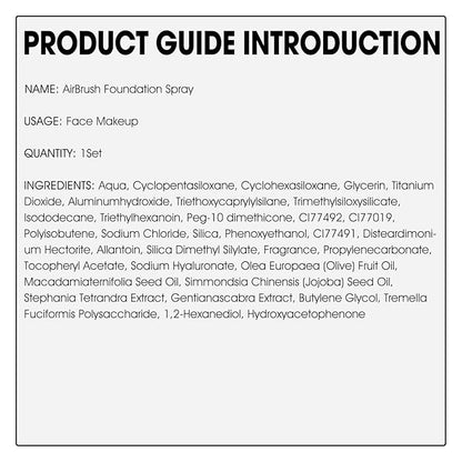 AirBrush Foundation Spray, Silky Mist Spray Makeup Kit with Brush, Full Coverage Foundation for Smooth Radiant Finish, Formula Breathable Lightweight Hydrating | #01 Porcelain