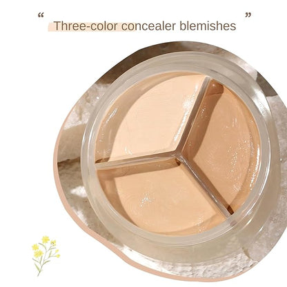 Novo 3-Color Concealer Palette - Full Coverage for Dark Circles, Acne Scars & Blemishes, Hydrating & Buildable Formula, Waterproof & Long-Lasting, Lightweight Smooth Concealer for All Skin Types