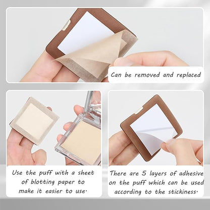 200 Face Oil Blotting Sheets with Mirror Travel Box& Puff, Linen Fiber Gentle Oil Control Film Not Destroy Base Makeup Face Oil Absorbing Sheets (Bamboo Charcoal, Box+Refill total 200 sheets)