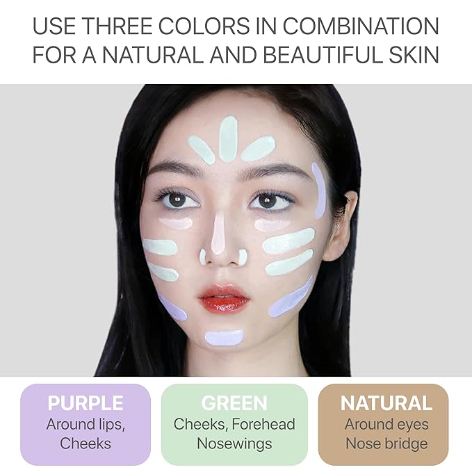 Korean Face Primer 30ml - Green Tinted Cream for Redness & Sensitive Skin - SPF40 - Color Correcting, Moisturizing Anti Redness Makeup Base, Primer for Face Before Makeup with Aloe