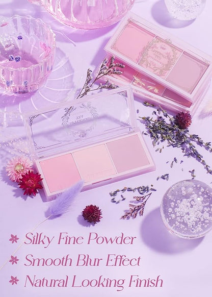 I'M MEME Fair-Light Setting Powder - Tone Up Pact with Puff, 0.35 Oz + Palette - Afternoon Tea Blusher Blossom Tea Blended, 0.4 Oz Bundle