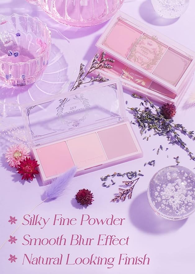 I'M MEME Wonder Velvet Cushion Foundation 02 Beige + Palette - Afternoon Tea Blusher Blossom Tea Blended, 0.4oz Bundle