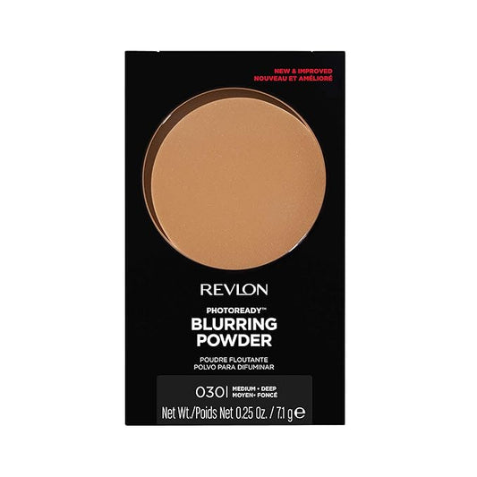 Revlon PhotoReady Blurring Face Powder Makeup, Longwear, Light-Medium Coverage with Flawless Finish, Shine & Oil-Free, 030 Medium Deep, 0.25 oz