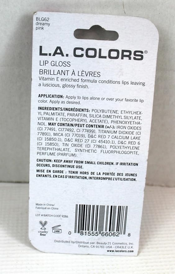 L.a. Colors Expressions Lip Gloss, Dreamy Pink BLG62, 0.34 Fl Oz