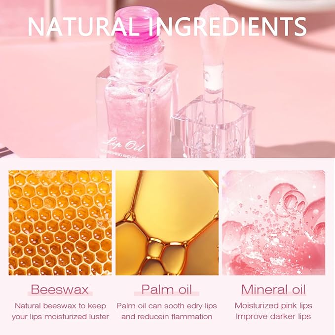 Cosmetics Color Changing Lip Oil, Magic Big Brush Color Changing Lip Oil,Plumping Lip Gloss Hydrating Lip Care Non-sticky Big Brush Head Korean Lip Tint Primer Glitter Shine Lipgloss (GLITTER)