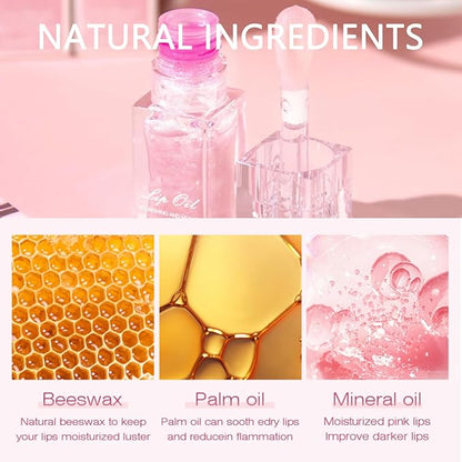 Cosmetics Color Changing Lip Oil, Magic Big Brush Color Changing Lip Oil,Plumping Lip Gloss Hydrating Lip Care Non-sticky Big Brush Head Korean Lip Tint Primer Glitter Shine Lipgloss (GLITTER)