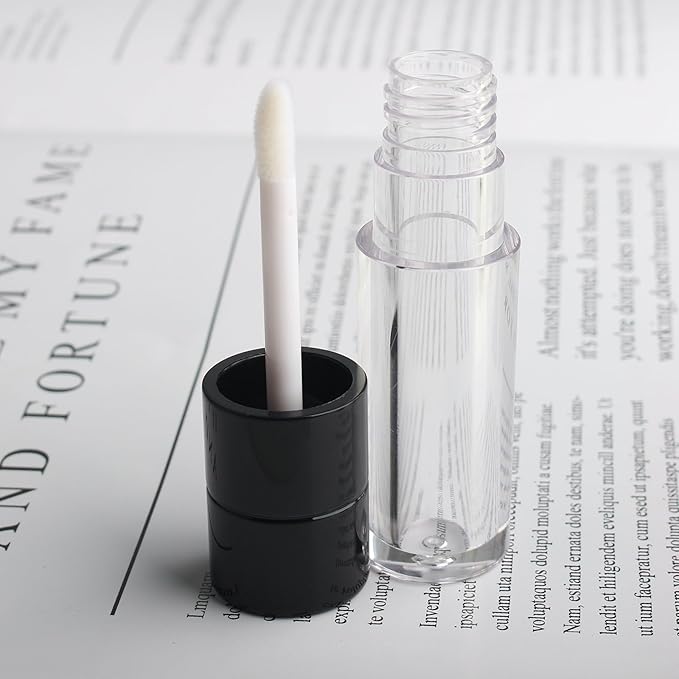 COSIDEA 20pcs Round 4ml 0.13oz Black Empty lip gloss tubes with wand Lipgloss tube containers for lip oil packing