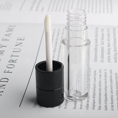 COSIDEA 20pcs Round 4ml 0.13oz Black Empty lip gloss tubes with wand Lipgloss tube containers for lip oil packing