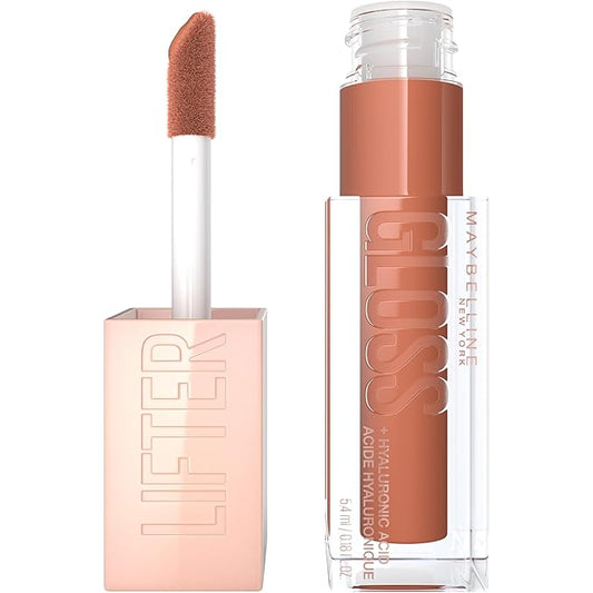 Maybelline Lifter Gloss, Hydrating Honey'd Lip Gloss with Hyaluronic Acid, High Shine for Plumper Looking Lips, Toffee, 1 Count