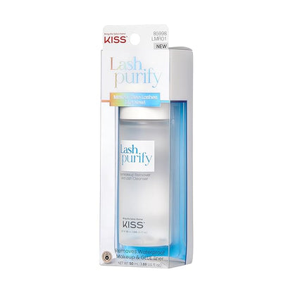 KISS Lash Purify Eye Makeup Remover & False Eyelash Cleanser/Conditioner, Gentle 3-in-1 Formula Removes Lash Glue & Waterproof Makeup, Net Wt. 50 ml (1.69 US fl. oz.) (Pack of 2)