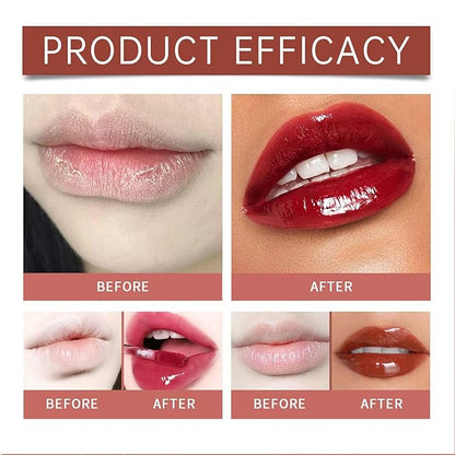 Glossy Lip Tint Set,Moisturizing and Non-stick Cup Lip Tint,3 Pcs Plumping Long-Lasting and Colorfast Mirror Finish Lip Stain