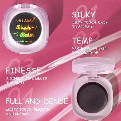 Cream Blush Makeup, Natural Pink/Black Glossy Face Blusher, Color Changing Cream Blush for Cheek and Lip Tint, Blendable Formula, Matte and Dewy Finish Lightweight Blush Makeup (Pink Glitter, One)