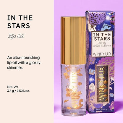 Winky Lux In The Stars Lip Oil, Non Sticky Lip Gloss Oil, Juicy Glossy Lip Balm, Vegan Hydrating Lip Oil with Jojoba Oil, Clear