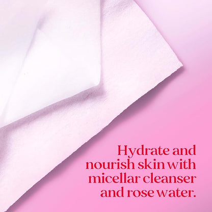 Burt's Bees, Rose Water Face Wipes, for All Skin Types, Hydrating Micellar Makeup Remover & Facial Cleansing Towelettes, 30 Count (1 Pack)