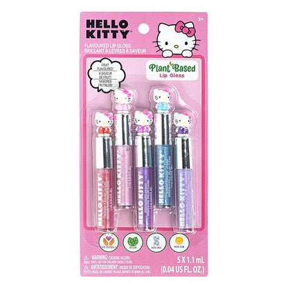Townley Girl Hello Kitty 5 Pc Plant Based, Moisturizing Lip Gloss Makeup Set for Girls Kids Toddlers, Perfect for Parties Sleepovers Makeovers Birthday Gift for Girls 3 Yrs+
