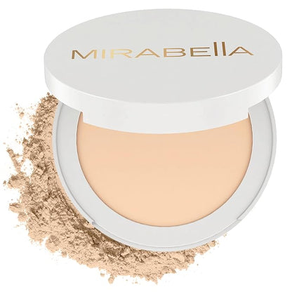 Mirabella Invincible For All Pure Pressed Powder Foundation Makeup, Buildable Mineral Foundation & Blurring Setting Powder for All Skin Types - HD Matte Finishing Powder - Ivory I3