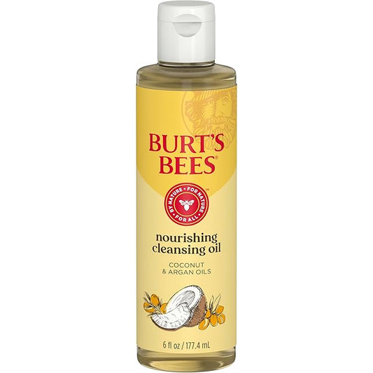 Burt's Bees Nourishing Cleansing Oil With Coconut and Argan Oils, Cleansing Face Oil for Normal to Dry Skin, College Back to School Dorm Essentials, Natural Origin Skin Care, 6 fl. oz. Bottle