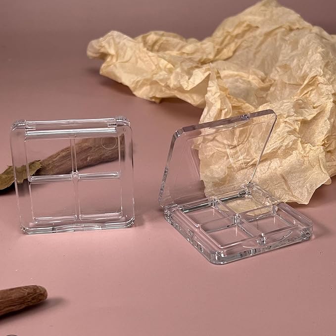 2Pcs Empty Eye Shadow Box Transparent Square Eye Shadow Box Empty Eyeshadow Eyeshadow Pans Containers for Eyeshadow Powder Blusher