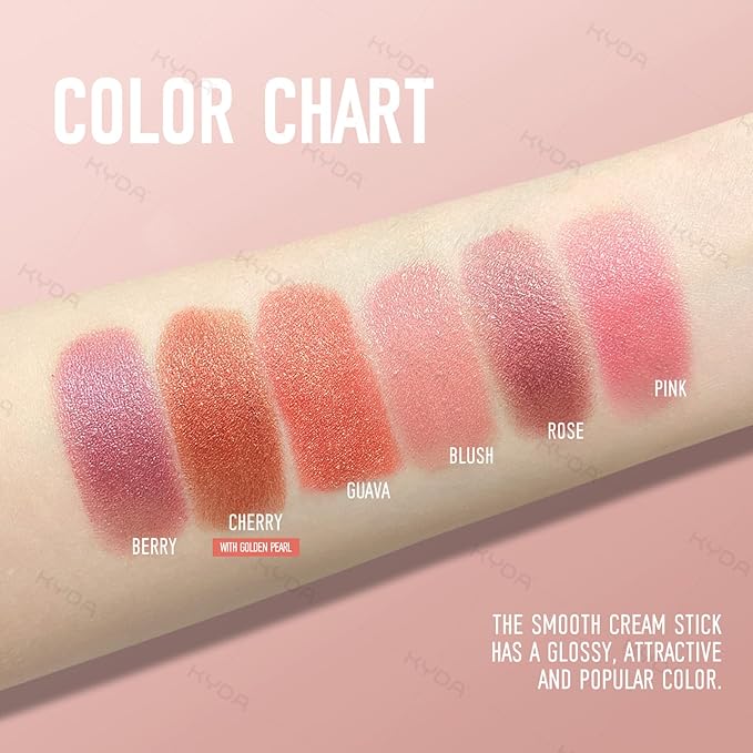 KYDA Mineral Color Balm, Buildable Shimmer Color for Lips and Cheeks, Broad spectrum SPF 35, Natural Shimmer Finish, Lightweight Blendable Creamy, Multiuse Blush Stick, GUAVA
