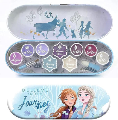 Markwins Disney Frozen Adventure Lip and Face Tin - Tin Canister with 11-Pops of Colour and Accessories for Lips and Face - Makeup Set for Kids - Gift for Girls (Pack of 2)