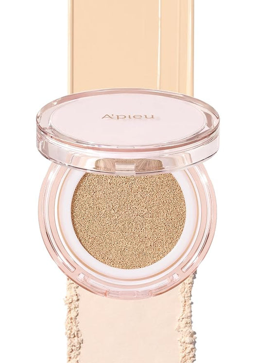 A'PIEU Waterlock Cushion Foundation No.21 Light Beige Semi-Matte Natural Coverage Glow Finish Foundation for Lasting Moisture, 3-Layered Hyaluronic Acid, Paraben-Free