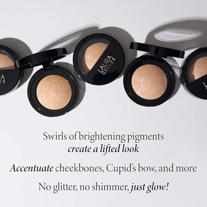 LAURA GELLER NEW YORK Baked Marbleized Highlighter, Prosecco - Radiance Enhancing Makeup - Powder Highlighter Face Makeup