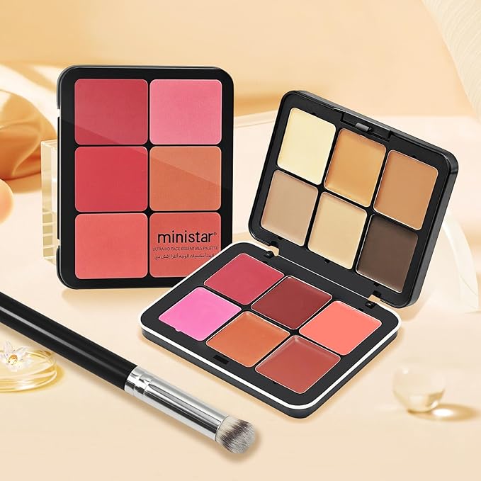 12 Colors Cream [Blush Contour Concealer] Makeup Palette for Cheeks - All in One Makeup Palette Kit with Brush, Natural Matte Long Wearing, Waterproof Blendable Face Make Up Pallete (#02)