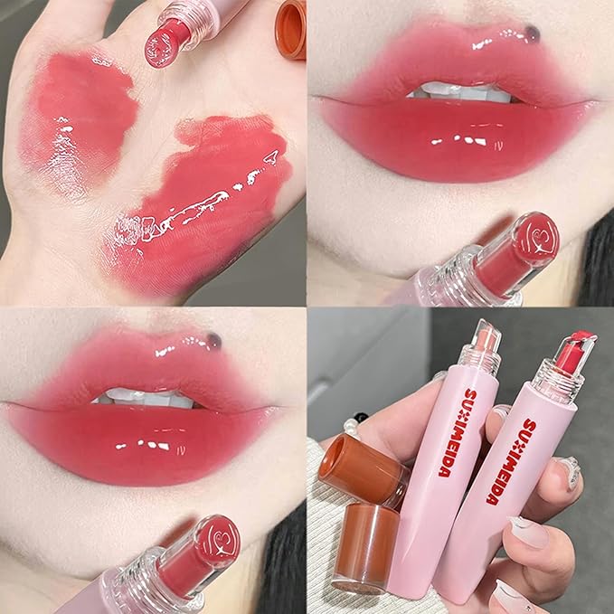 6 Pcs Moisturizing Lip Gloss Set, Hydrating Jelly Lipstick Long Lasting Waterproof Non-Stick Cup Lipgloss, Mirror Liquid Brighten Plumping Lipstick Tinted Lip Balm for Women
