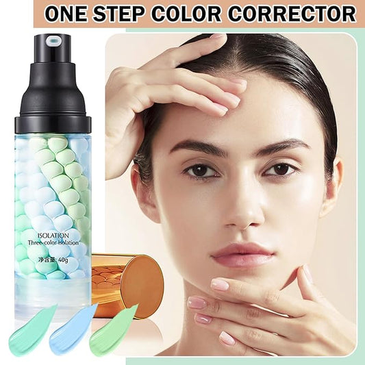 2PCS One Step Color Corrector,Color Correcting Facial Serum,Color Corrector Isolation Cream,Moisturizing Long Lasting Oil Control Invisible Pore Face Concealer Foundation Makeup Primer Base for Face