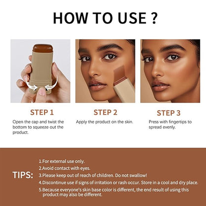 2Pcs Foundation Stick Beauty Balm Serum Boosted Skin Tint, Contour Stick, Hydrating Tinted Moisturizer, Skin Tint Foundation, Natural Finish Makeup, Radiant & Dewy Finish (#03#06)