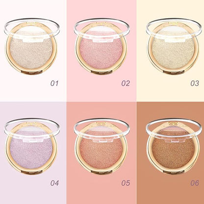 YOUNG VISION Baked Highlighter Powder Palette, Sheer Pearl Shimmer Shades for Face Highlighter Makeup, Highly Pigmented Iluminadores de Maquillaje, 0.19 Oz(Pack of 1)