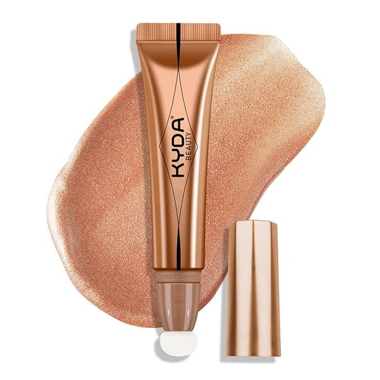 KYDA Highlighter Beauty Wand, Face Illuminator with Cushion Applicator, Natural Glossy Finish, Silky Smooth Cream, Face Highlighter Bronzer Makeup, Lightweight Blendable-Talk Glow