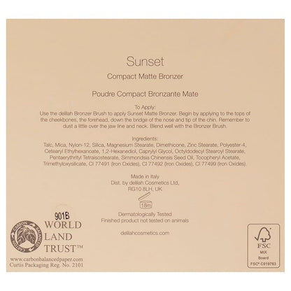 Sunset - Matte Bronzer Compact - Light Medium - Easily Blendable - Silky texture, Lightweight, Long-lasting, Natural hydration - Sun Kissed glow - Paraben Free - Cruelty-Free - 0.39 Oz