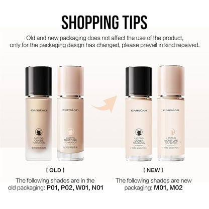 Lasting Moisture Foundation, 24H Longlasting Medium Coverage Dewy Finish Face Makeup, Poreless, Lightweight, Hydrating Liquid Foundation For Dry Skin, W01
