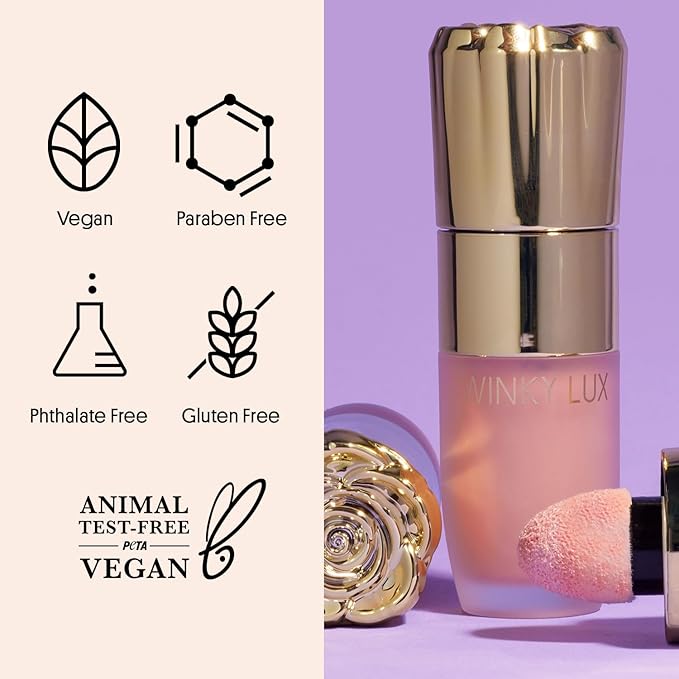 Winky Lux Cheeky Rose Liquid Highlighter, Gel-Cream Highlighter, Blush Topper, Shimmer Blush Finish, Buildable Glow, Long-Lasting Weightless Formula, Angel