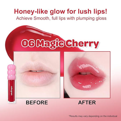 COLORGRAM FRUITY GLASS GLOSS 06 MAGIC CHERRY | Non-Sticky Glossy Lip Tint with Glass-Like Shine | Long-Lasting Hydrating Lip Gloss for Smooth & Plump Lips