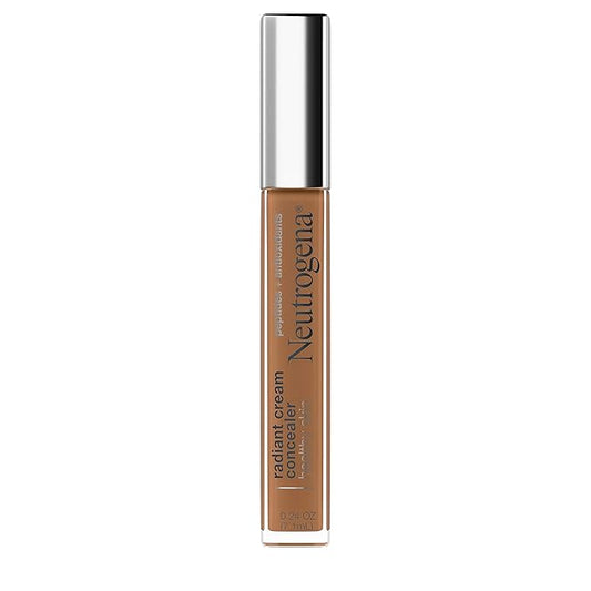 Neutrogena Healthy Skin Radiant Brightening Cream with Peptides & Vitamin E Antioxidant, Lightweight Perfecting Concealer, Non-Comedogenic, Mocha Medium/Deep 03 with neutral undertones, 0.24 oz