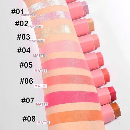 Heart Blush Stick, Matte Rouge Stick, Cheek Contour Pen, Long Lasting Water Proof Non-Greasy Smooth, Buildable Lightweight Cream Blush, Easy Application High-Gloss Finish (01#, 0.21 OZ)