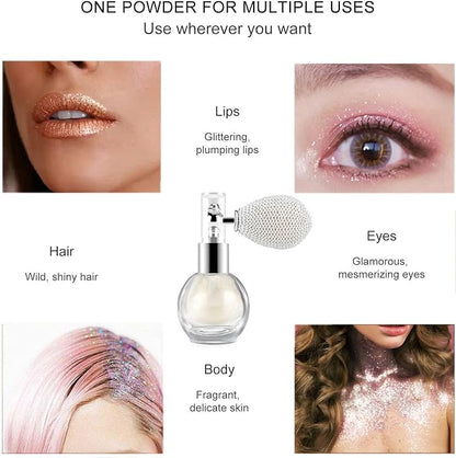 Highlighter Powder Spray,Glitter High Gloss Powder,Shimmer Sparkle Powder Makeup Spray, for Face Body Cosmetic (1#Pearl White)
