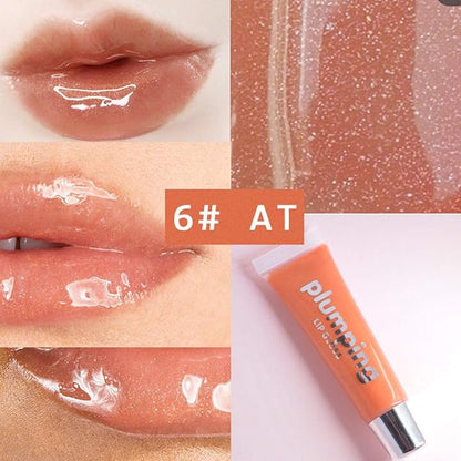 MAEPEOR Plumping Lipgloss 9 Colors Moisturizing Lip Plumper Shiny Jelly Lip Gloss Natural Liquid Lipstick for Women and Girls (Glitter Glossy, 06#Earthy Yellow)
