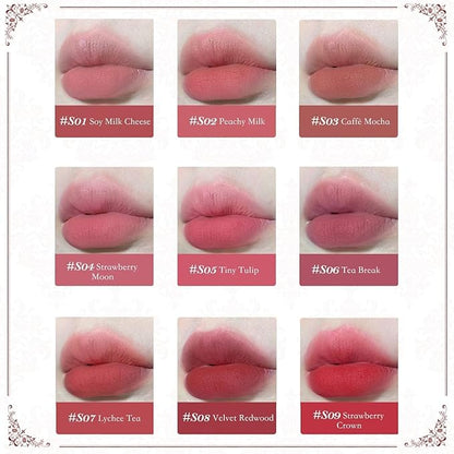 Flower Knows Strawberry Rococo Cloud Lip Cream,Velvety Matte Liquid Lipstick,Pink Lipstick,Long Lasting Lip Stain,Kiss-proof Blurred Lipstick for Girls&Women,0.12 Fl Oz(S06 Tea Break)